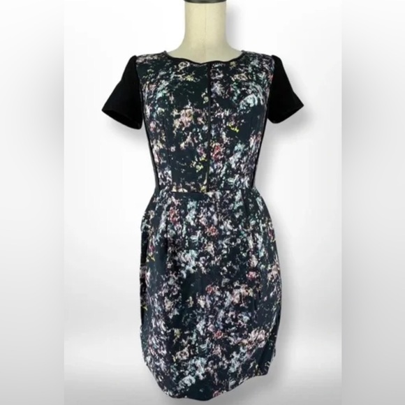 CLUB MONACO Shayla Mini Dress Black Abstract Print Faux leather Enchanted Forest - Picture 14 of 15